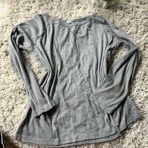 Leo Rosi Long sleeve athletic casual comfy grey plain simple shirt top